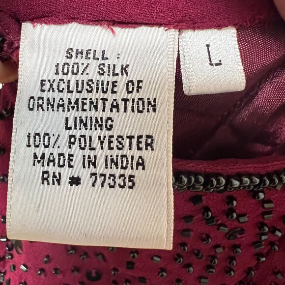 NWT SCALA Sequined Evening Beaded Halter Silk Burgundy Maxi Prom Dress L 9-10 - Picture 12 of 15